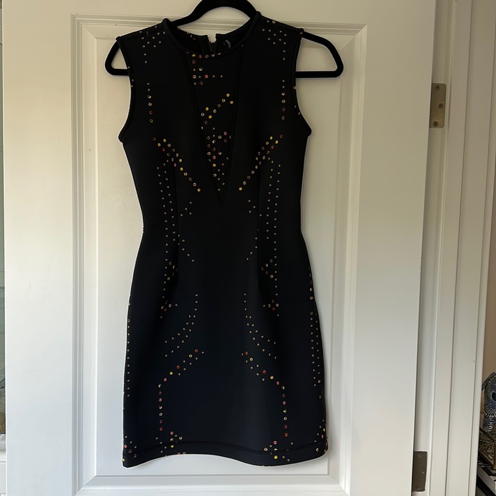 Cynthia Rowley Black/RedYellow Neoprene Dress, size 0